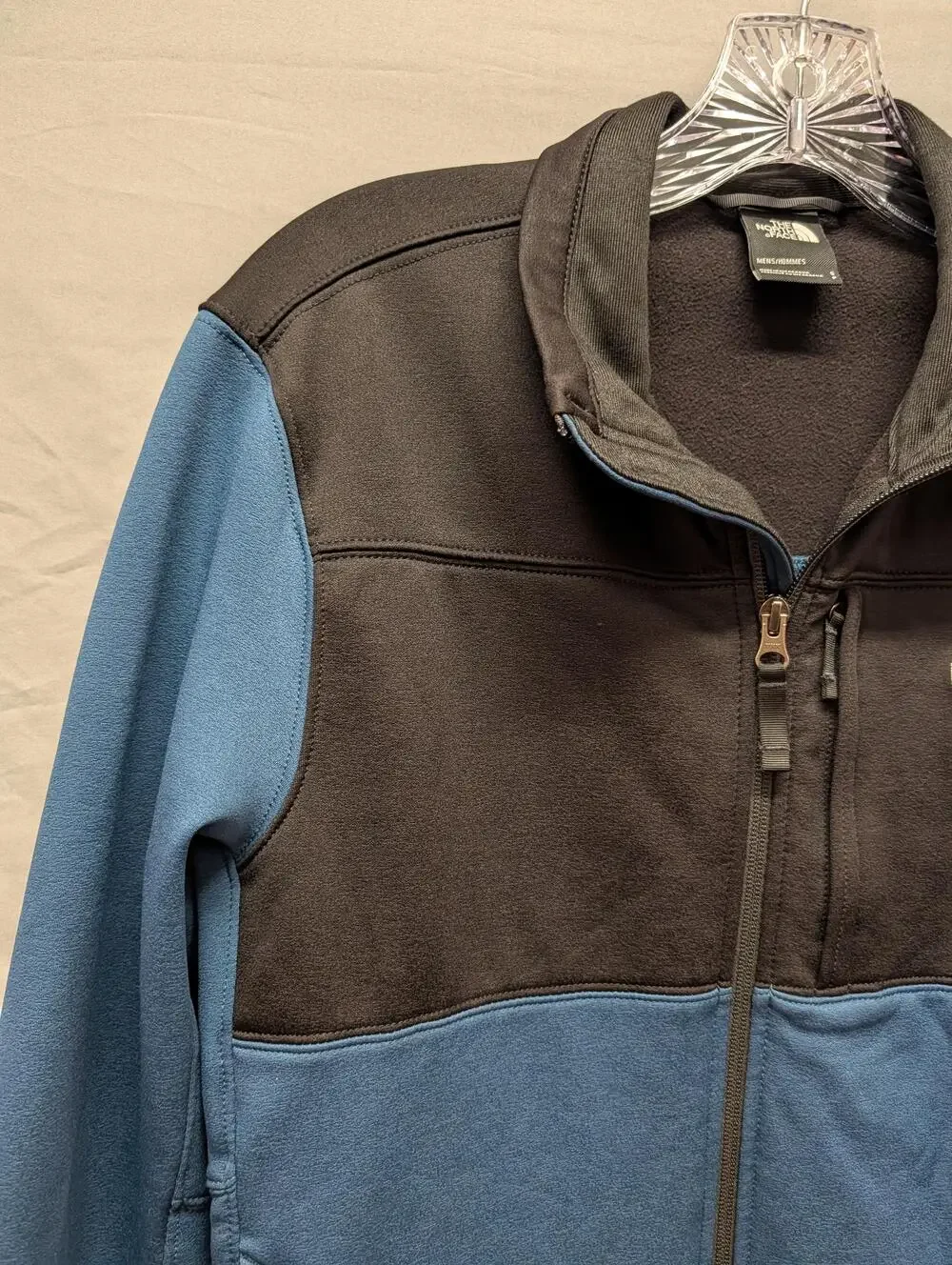 The North Face Jacket Mens Small Blue Black Full Zip Fleece Two Tone Pockets